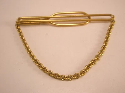 2-13/16" Cable Link Chain Gold Tone Vintage SWANK Pendant LARGE Tie Bar Clip - Image 1 of 4