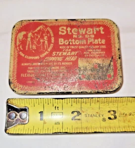 EMPTY Vintage STEWART BOTTOM PLATE TIN Sheep Shearing + Dog Horse Clipping tools - Bild 1 von 5