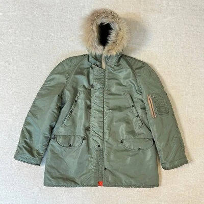 Parka voladora vintage años 60-70-80 N-3B chaqueta capucha snorkel cremallera serval para hombre talla L Foto 1 de 4