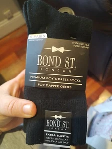Boys Dress Socks Shoe Size 10-4 8 Pairs New Bond St London - Picture 1 of 3