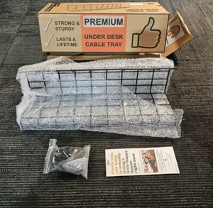 Box of 2 - Scandinavian Hub Under Desk Rack Cable Tray Organizer Black - Photo 1/8
