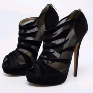 Jimmy Choo “Kerfield” Black Caged Mesh Booties Heels ~ Sz 41 (10 US) - Picture 1 of 4