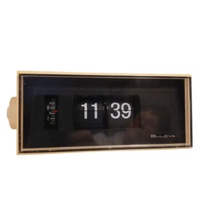 Bulova Flip Alarm Clock Beige Black Plastic Model# B5410 READ - Picture 1 of 7