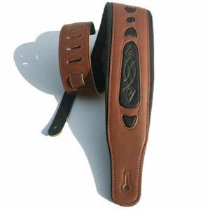 Genuine Cowhide Leather Guitar Strap for Electric Bass Adjustable Padded LOVE - Picture 1 of 6