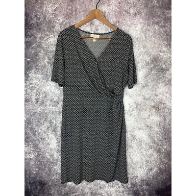 Dana Buchman Dress Womens L Black Diamond Floral Pattern Wrap Office Workwear - Image 1 of 4