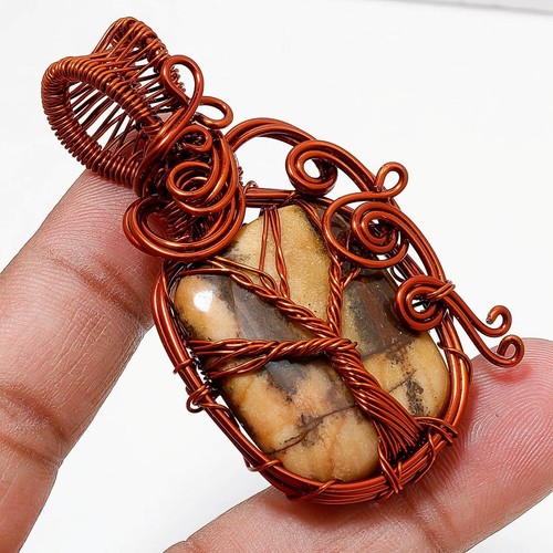 VETEMENTS Ciondolo pietra preziosa sfusa settario fatto a mano regalo filo rame gioielli 2 4" r59