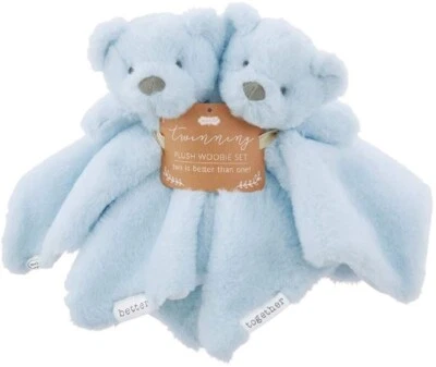 Mud Pie MUDPIE Peluche Azul GEMEADO Oso Doble WOOBIE Set Manta de Seguridad Lovey Foto 1 de 3