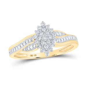 10K YELLOW GOLD ROUND DIAMOND OVAL CLUSTER RING 1/5 CTTW - Picture 1 of 1