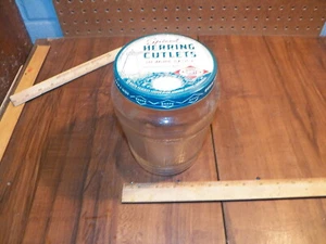 Vintage BOOTH FOODS Spiced Herring Cutlets in Wine Sauce Glass Jar w Lid    - Picture 1 of 7