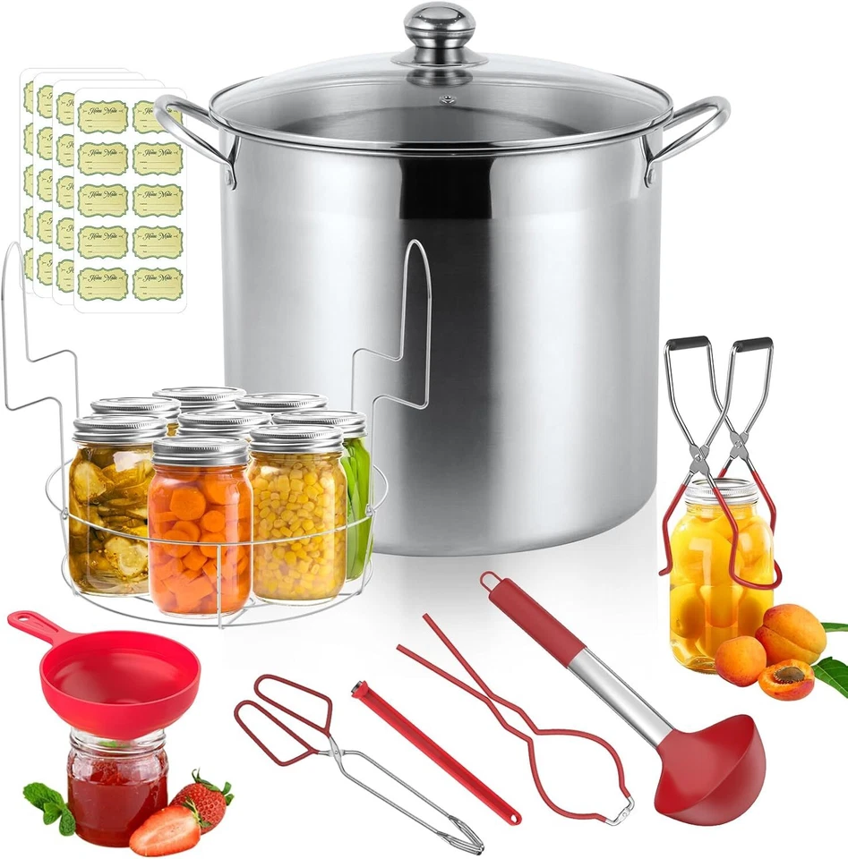 21.5 QT Stainless Steel Canning Pot with Lid Rack & Canning Tools Set Canning - Image 1 of 4