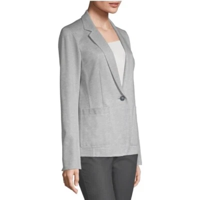 NEW Lafayette 148 New York Gray Bridget Knit One Button Blazer SZ 20W #C1411 - Image 1 of 4