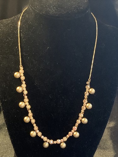 SPLENDIDA Collana Givenchy Grigio di Perle Finte e Strass 18”