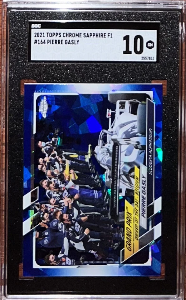 2021 Topps Chrome Formula 1 Sapphire #164 Pierre Gasly SGC 10 POP 1 - Image 1 of 2