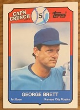 GEORGE BRETT, 1989 TOPPS "CAP'N CRUNCH" CARD, BASEBALL LEGEND !