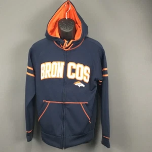 Chaqueta con Capucha Denver Broncos Para Hombres Pequeña NFL Fútbol Cremallera Completa Antigua - Imagen 1 de 13