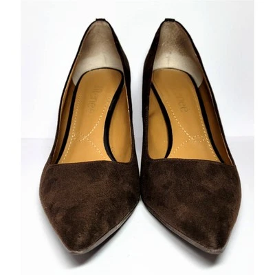 J. Renee Sacha Suede High Heel Pump Brown US Women's 7.5M Goldtone Hardware  - Image 1 of 4