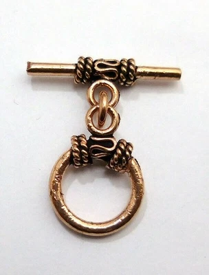 3 SET 14X24MM SOLID COPPER BALI TOGGLE CLASP ANTIQUE COPPER 559 ATL-67 - Image 1 of 3