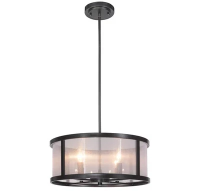 Colgante Jeremiah 36794-MBK Danbury 18" 4 luces envuelto en organza en negro mate Foto 1 de 2