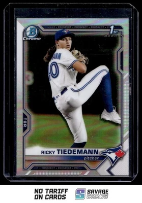 2021 Bowman Draft Chrome Refractor Ricky Tiedemann #BDC-89 Toronto Blue Jays - Image 1 of 3