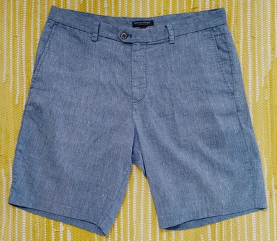 BANANA REPUBLIC W35 Men's AIDEN SHORT blue linen blend lightweight shorts - Image 1 of 4