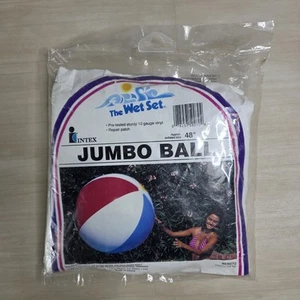 Vintage 1990 Intex The Wet Set Jumbo 48" Beach Ball 59070 Solid Panel NEU - Bild 1 von 7