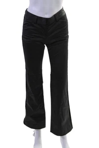Theory Womens Mid Rise Side Striped Flare Leg Dress Pants Black Cotton Size 0 - Picture 1 of 7