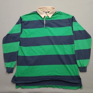 Camisa Polo Le Tigre Para Hombre XL Verde Azul Rayas Rugby Manga Larga EE. UU. 90s - Imagen 1 de 13