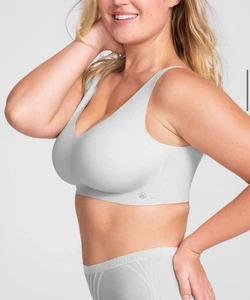 Honey Love LiftWear V-Neck Wirefree Bra Womens Size 3X Grey Moondust Wireless - Picture 1 of 5