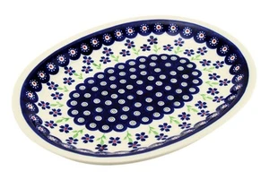 Plato mediano ovalado de mercado de cerámica polaca, 11,5" de largo, 8,75" de ancho - Boleslawiec - Imagen 1 de 4