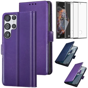 Funda tipo billetera de cuero/protector de pantalla de vidrio para Samsung Galaxy S24 Ultra - Imagen 1 de 29