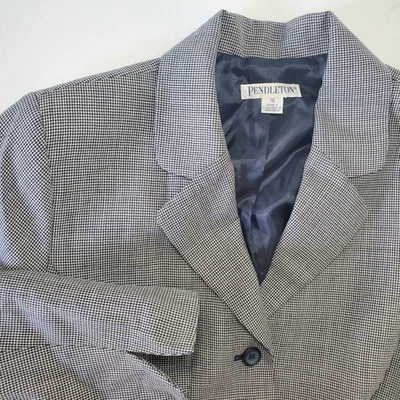 VTG Pendleton Womens Blazer Houndstooth USA Fabric Size 16 Career Jacket - Image 1 of 4