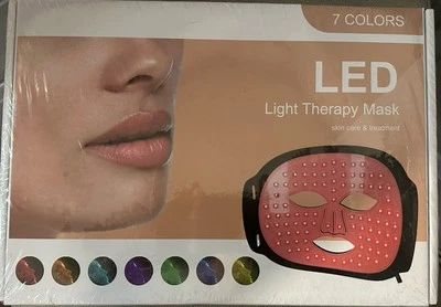 LED Face Mask Light Therapy 7 Color Infrared Blue Red Therapy Skin Care - Image 1 of 3