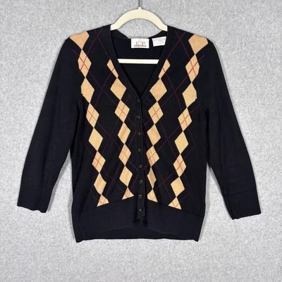 EP Pro Golf Cardigan Sweater Medium Argyle Cotton Stretch Thin Academia Tennis - Image 1 of 4