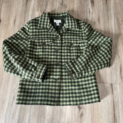 Chaqueta De Colección Talbots Botón Frontal Talla 8 Mezcla de Lana Verde Pata de Gallo Cuadros Clásica Foto 1 de 4
