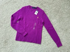 Nuevo con etiquetas Polo Ralph Lauren Mujer Lana Cachemira Cuello Redondo Suéter Ultra Púrpura S - Imagen 1 de 8
