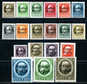 Stamps Bavaria, Scott # 193-211 Mint NH-LH, complete set - Picture 1 of 2