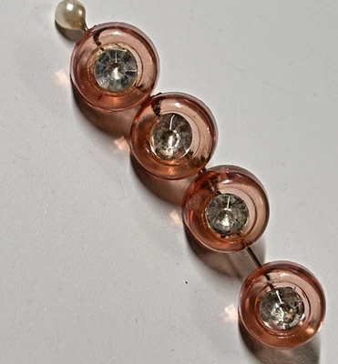 Vintage Translucent Pink Fancy 5.5 mm Rhinestone Centered Button Sweet Lot of 4 - Image 1 of 4
