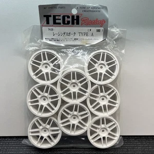 Tech Racing 6 Spoke 24mm Wheels Set Of 8 Offset 0 HPI Yokomo Tamiya Touring RC - Picture 1 of 4