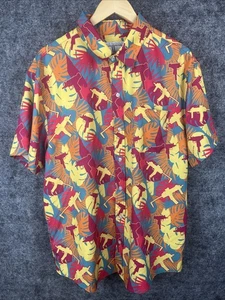 Savage Tacticians Brushstroke Button Up Hawaiian Shirt Mens XL Gun Palm Print - Picture 1 of 9