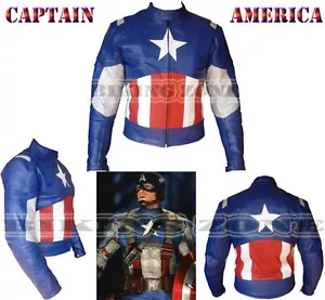CAPTAIN AMERICA STIL HERREN ARMOURS MOTORRAD / MOTORRAD LEDERJACKE - Bild 1 von 2