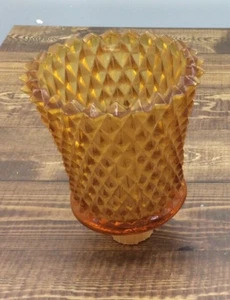 Votive Candle Cup Home Interior Amber  Brown Diamond Homco Glass Pegged Vtg - Picture 1 of 4