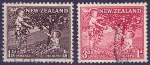1956 New Zealand SC# B49-B51 - Children Picking Apples - 2 Different - Used - Picture 1 of 2