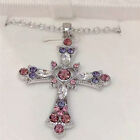 Fashion Purple Zircon Cross Pendant Necklace Women Jewelry Accessories Gift Bh