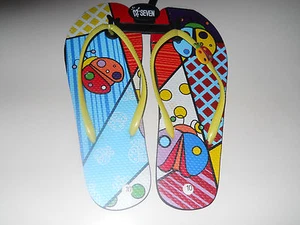 New! Ladybug on STRAP w/ so CUTE GRAPHICS on sole! Flips Women's Large 10 /10.5 - Picture 1 of 6