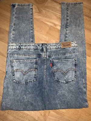 NIÑAS TALLA 16 LEVI'S SUPER SUAVES SUPER AJUSTADOS PUNTO DENIM LEGGINGS NUEVOS SIN ETIQUETAS Foto 1 de 4