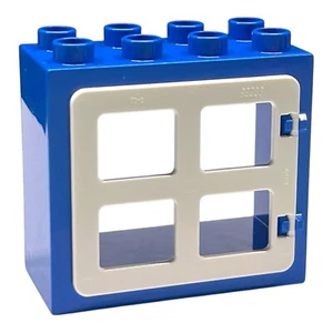 Lego Duplo 2pc Blue Frame White Door Window Replacement Part 4595172 and 4586178 - Picture 1 of 1