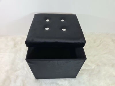 Ottoman Storage Box Foot Stool velvet Folding Seat Toys Holder Chair Pouffe Shoe - Image 1 of 4