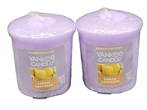 Yankee Candle 2 Lemon Lavender scented votive sampler candles new wax Purple - Picture 1 of 7