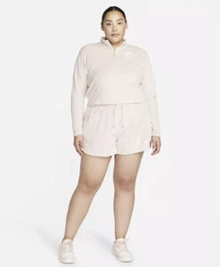 Nike Women's Air Velour 1/4 Zip Long Sleeve Top Pink White 2XL - Picture 1 of 3