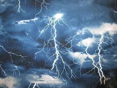 Lightning Strikes Sky Blue Cotton Fabric FQ - Image 1 of 4